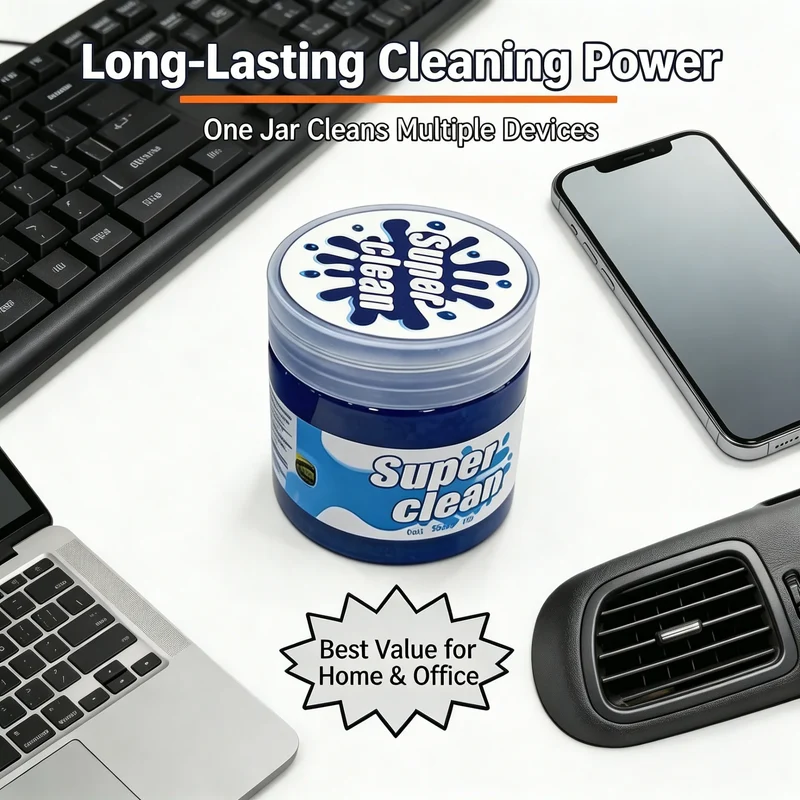 Eco-Friendly Reusable Blue Cleaning Gel, Multi-Purpose Dust Cleaner Gel for Keyboard, Car Vents & Small Gaps