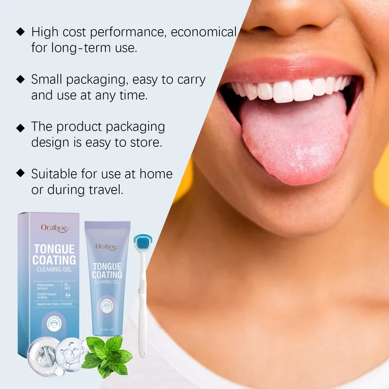 Tongue Cleaning Gel With Brush Fresh Mouth Eliminate Bad Breath Tongue Coating Removal Kit Oral Health Care 2in1 Tongue Cleaner