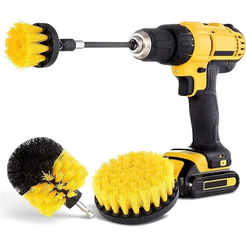 Electric Scrubber Brush Drill Set Brush Kit Power Drills Scrubber Brush For Carpet Glass Car Tires Nylon Brushes 2/3.5/4''