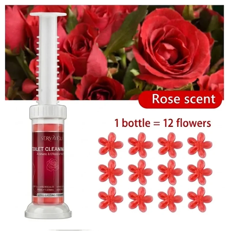SERVAVEXA 5Pcs Toilet Cleaning Gel Stamp Aromatic Deodorizer Flower Bowl Cleaner Automatic Long Lasting Descaling Bathroom Tools