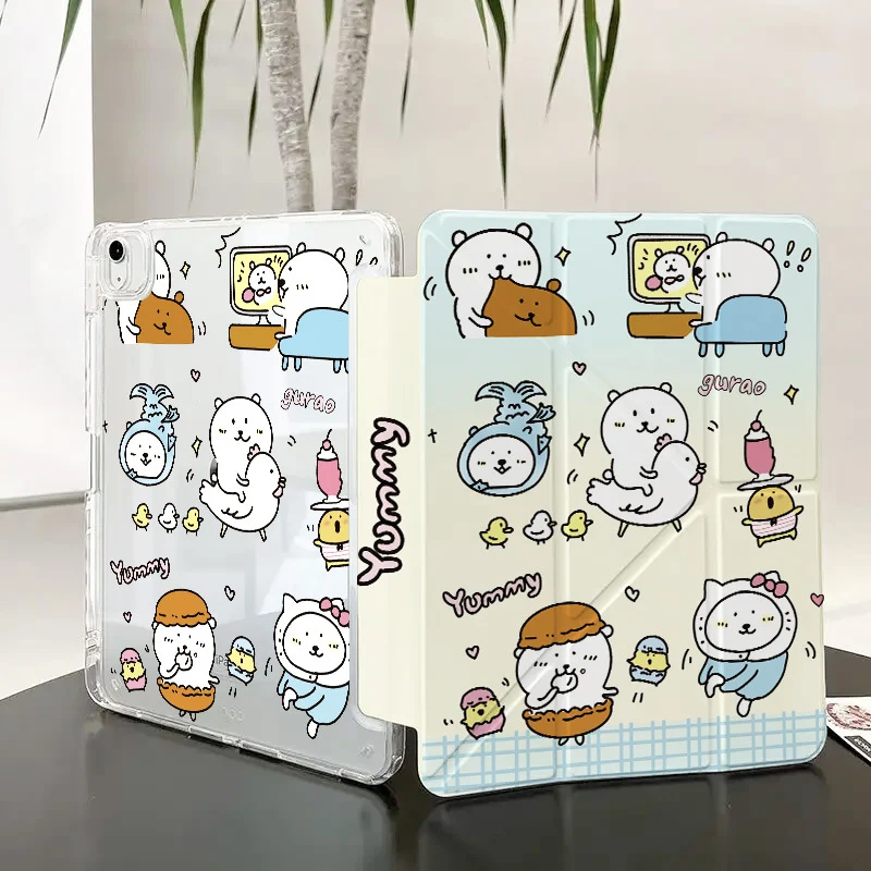 For iPad11 protective cover air7 shell transparent anti-bending pro Apple 11 inch new mini7 cartoon painting