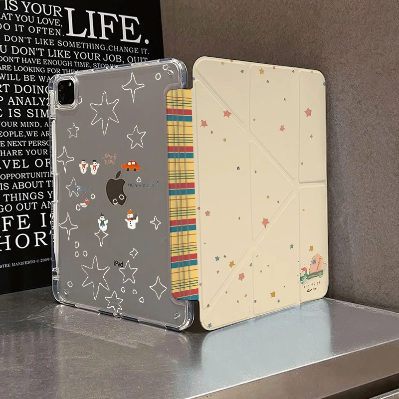 For iPad11 protective cover air7 shell transparent anti-bending pro Apple 11 inch new mini7 cartoon painting