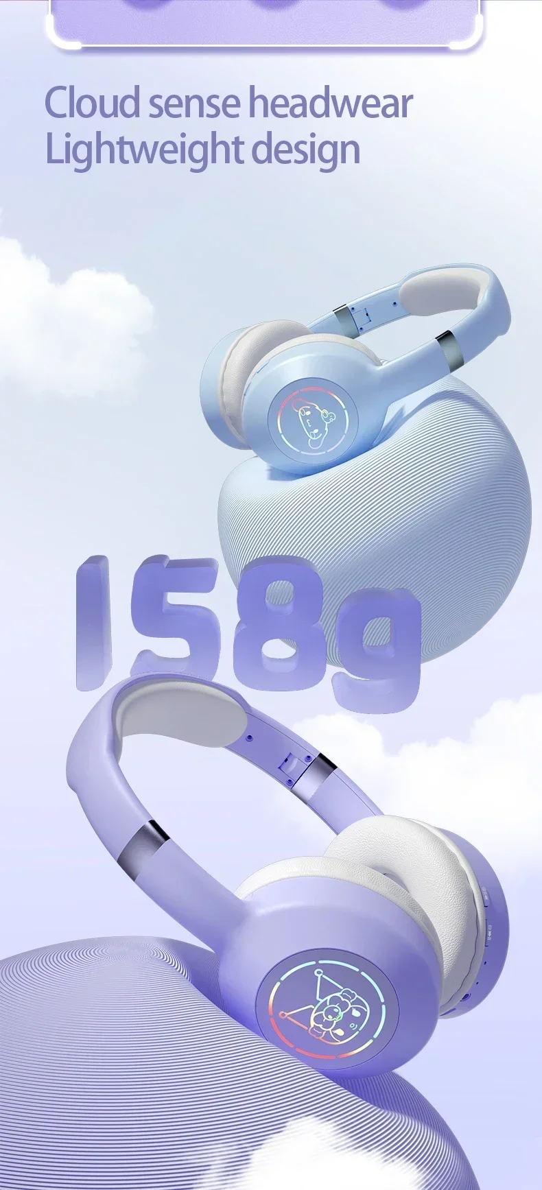 Sanrio Kuromi Bluetooth Headphones Cute My Melody Wireless Earphones Stereo Sound Noise Reduction Earbuds Anime Cartoon Gifts