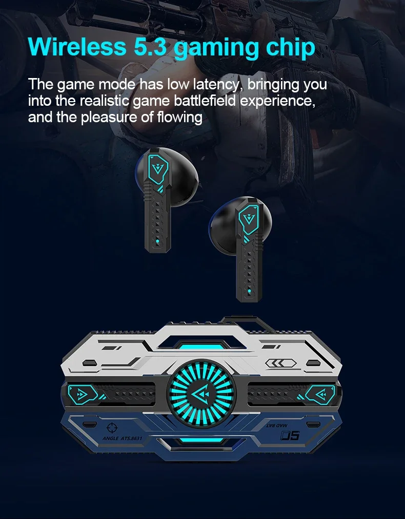 X37 Wireless Earphone Bluetooth Mecha Cool Esports Gaming Earbuds HIFI Stereo HD Call Headset Gamer Noise Reduction Low Latency