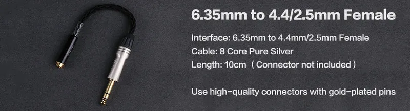 OPENHEART 8 Core High Purity Silver 4.4mm Balanced Male to 4.4mm Balanced Male Audio Adapter Cable 4.4 Male to Male Adapter