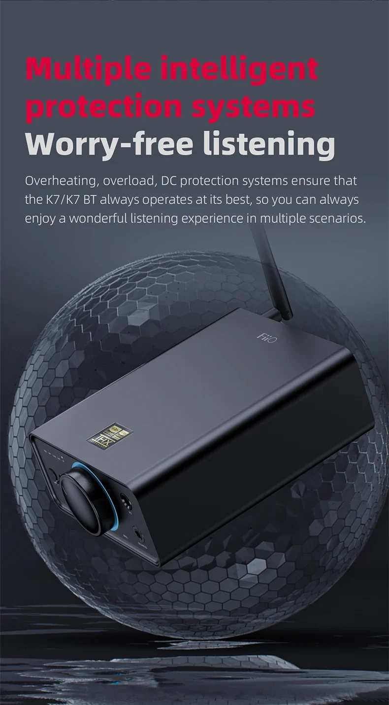 FiiO K7/K7BT Balanced HiFi DAC Headphone Amplifier AK4493S*2, XMOS XU208 PCM384kHz DSD256,USB/Optical/Coaxial/RCA Inputs