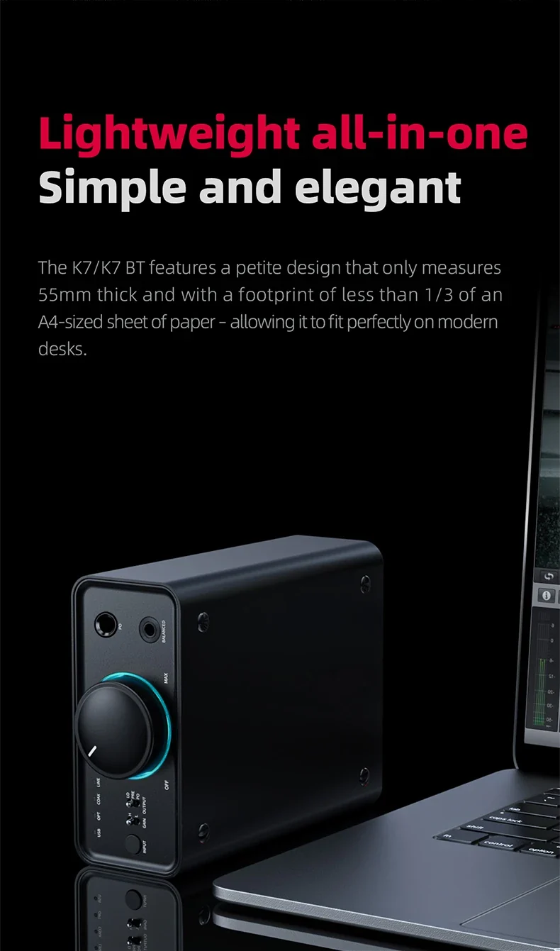 FiiO K7/K7BT Balanced HiFi DAC Headphone Amplifier AK4493S*2, XMOS XU208 PCM384kHz DSD256,USB/Optical/Coaxial/RCA Inputs