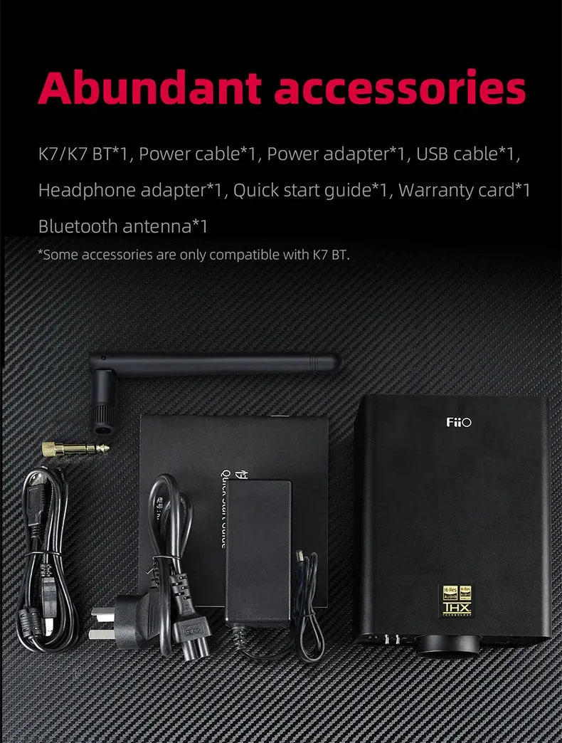 FiiO K7/K7BT Balanced HiFi DAC Headphone Amplifier AK4493S*2, XMOS XU208 PCM384kHz DSD256,USB/Optical/Coaxial/RCA Inputs