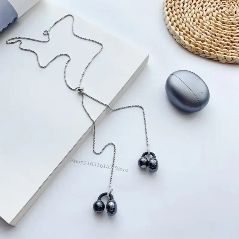 Elegant Stainless Steel Earphone Lanyard Anti Slip Clip Secure Cord for Huawei FreeClip Sports Commuting Daily Use