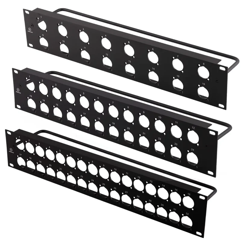 1U 2U Rack Patch Panel 8 12 16 24 Way Channel Flight Case Mount for XLR Connecctor Male Female SpeakOn Cabinet Mounting Panel