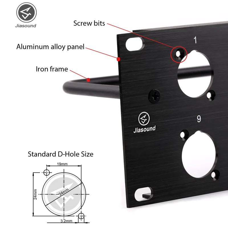 1U 2U Rack Patch Panel 8 12 16 24 Way Channel Flight Case Mount for XLR Connecctor Male Female SpeakOn Cabinet Mounting Panel