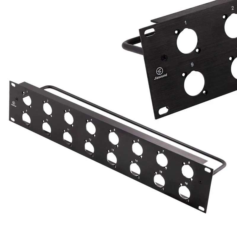 1U 2U Rack Patch Panel 8 12 16 24 Way Channel Flight Case Mount for XLR Connecctor Male Female SpeakOn Cabinet Mounting Panel
