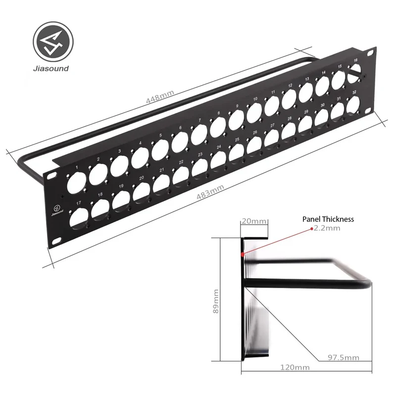1U 2U Rack Patch Panel 8 12 16 24 Way Channel Flight Case Mount for XLR Connecctor Male Female SpeakOn Cabinet Mounting Panel