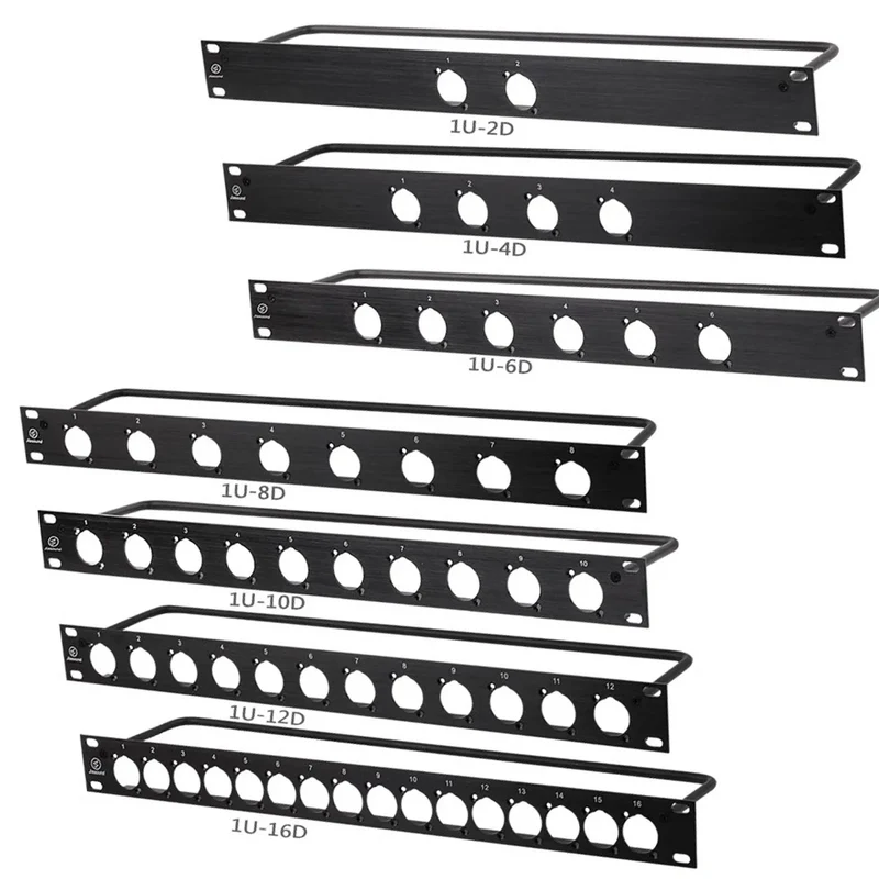1U 2U Rack Patch Panel 8 12 16 24 Way Channel Flight Case Mount for XLR Connecctor Male Female SpeakOn Cabinet Mounting Panel