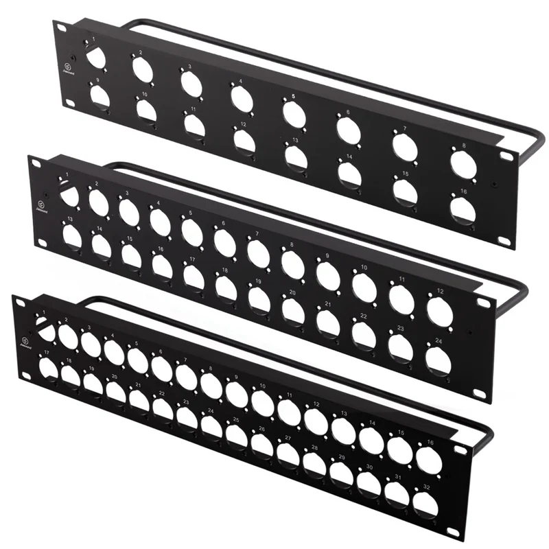 1U 2U Rack Patch Panel 8 12 16 24 Way Channel Flight Case Mount for XLR Connecctor Male Female SpeakOn Cabinet Mounting Panel