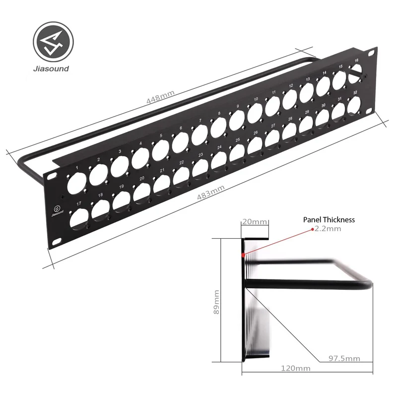1U 2U Rack Patch Panel 8 12 16 24 Way Channel Flight Case Mount for XLR Connecctor Male Female SpeakOn Cabinet Mounting Panel