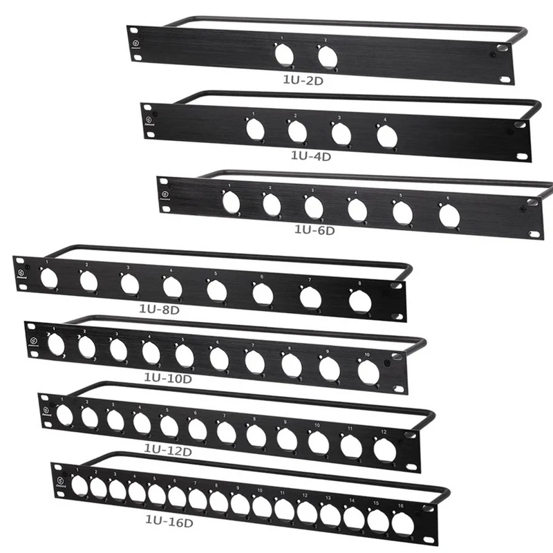 1U 2U Rack Patch Panel 8 12 16 24 Way Channel Flight Case Mount for XLR Connecctor Male Female SpeakOn Cabinet Mounting Panel