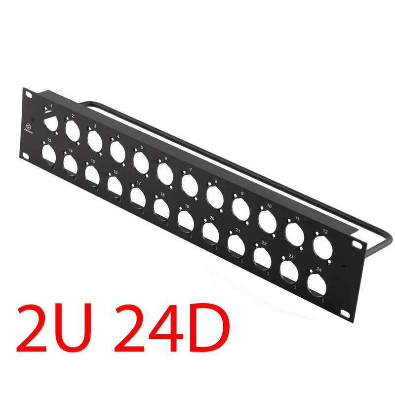 1U 2U Rack Patch Panel 8 12 16 24 Way Channel Flight Case Mount for XLR Connecctor Male Female SpeakOn Cabinet Mounting Panel