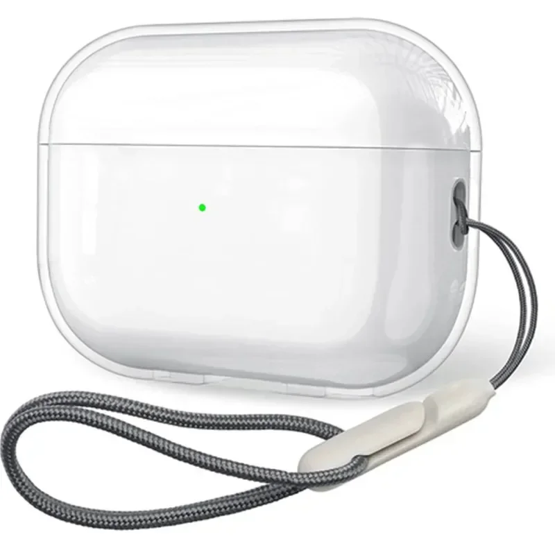 For Airpods 4 3 2 1 Pro Pro2 Pro 3 Soft TPU Earphone Case with Lanyard Transparent Shockproof Cover Headphone Accessories