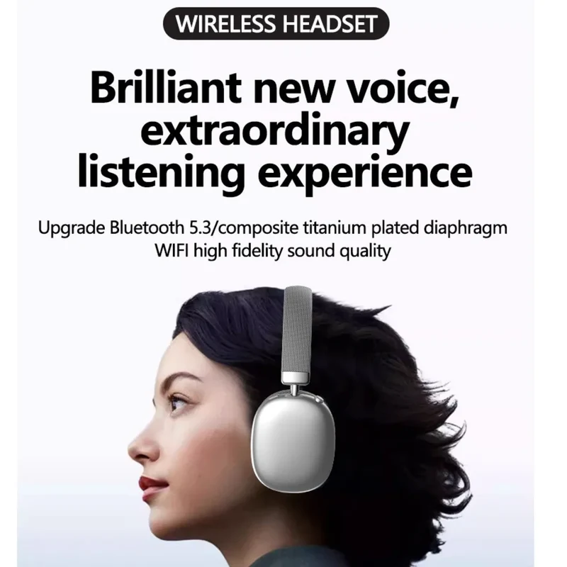 Original Over-Ear Wireless Bluetooth Headphones Noise Cancelling Microphone Gaming Head Mounted Earphones Supports TF Card