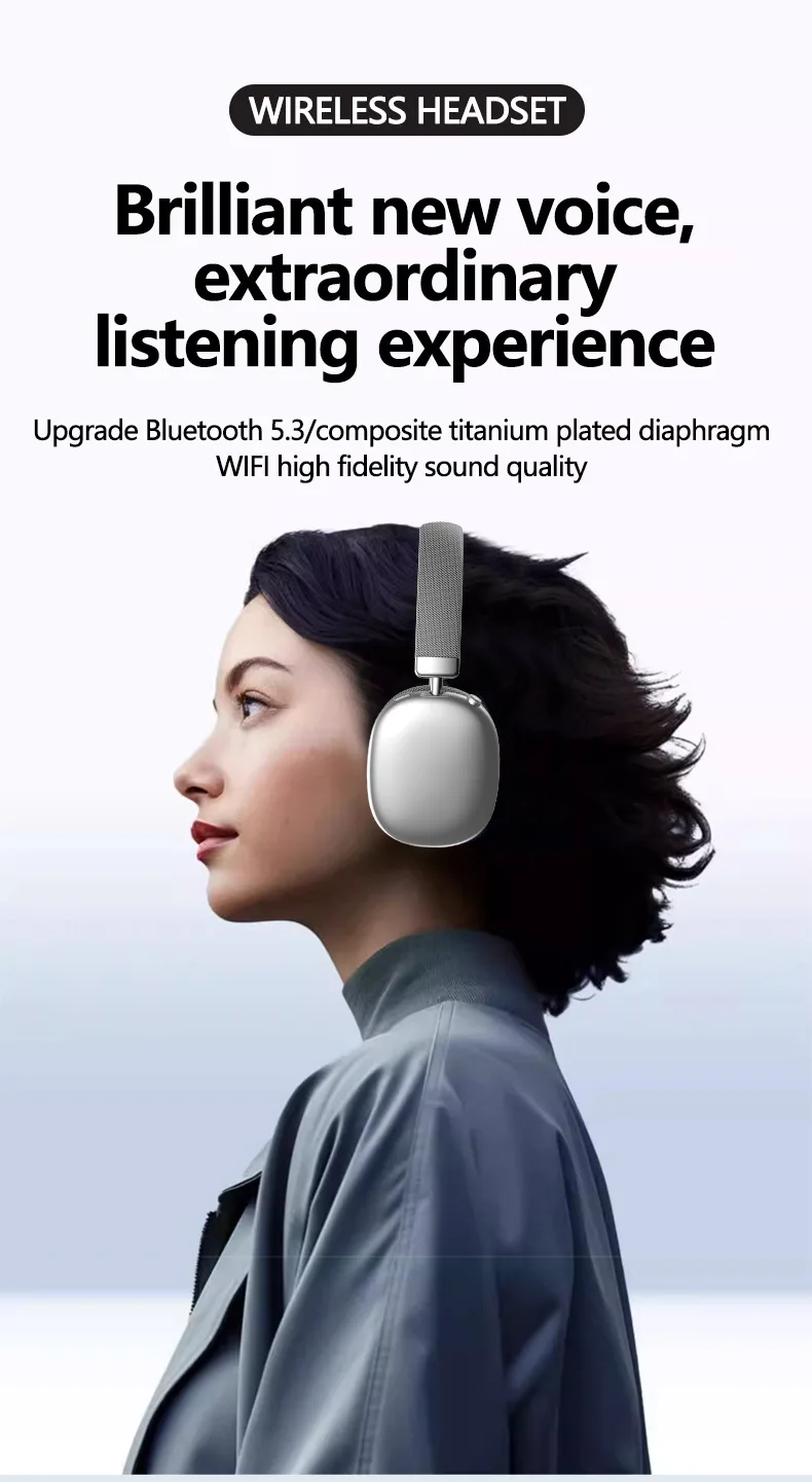 Original Over-Ear Wireless Bluetooth Headphones Noise Cancelling Microphone Gaming Head Mounted Earphones Supports TF Card