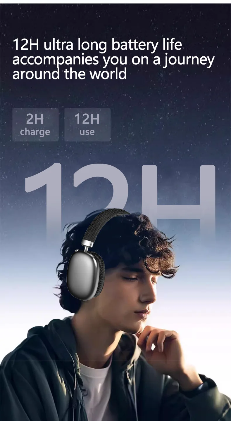 Original Over-Ear Wireless Bluetooth Headphones Noise Cancelling Microphone Gaming Head Mounted Earphones Supports TF Card