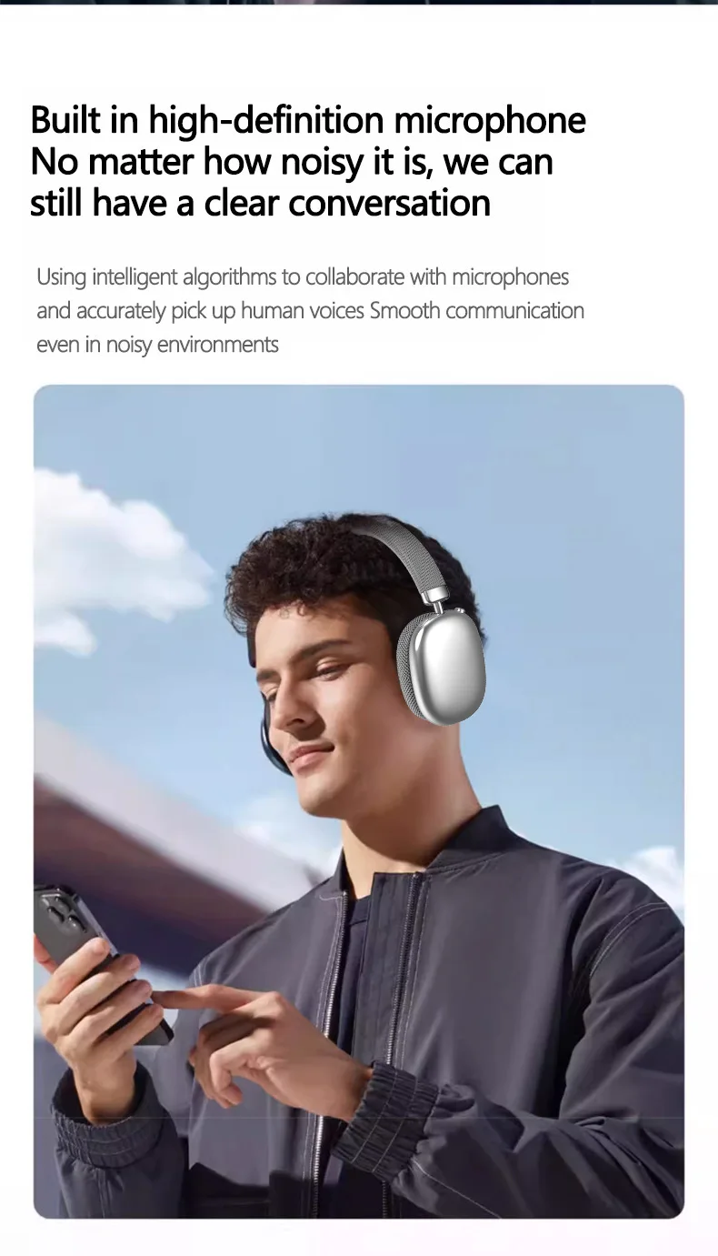 Original Over-Ear Wireless Bluetooth Headphones Noise Cancelling Microphone Gaming Head Mounted Earphones Supports TF Card