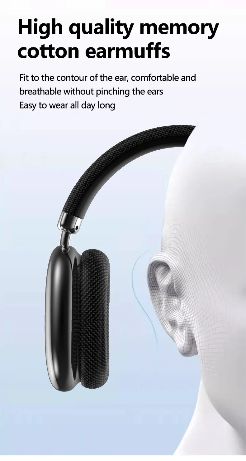 Original Over-Ear Wireless Bluetooth Headphones Noise Cancelling Microphone Gaming Head Mounted Earphones Supports TF Card