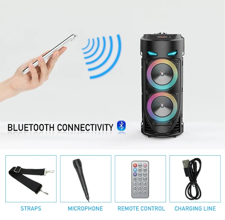 30W Wireless Column Big Power Stereo Portable Bluetooth Speaker Subwoofer Bass Party Speakers with Microphone Family Karaoke USB