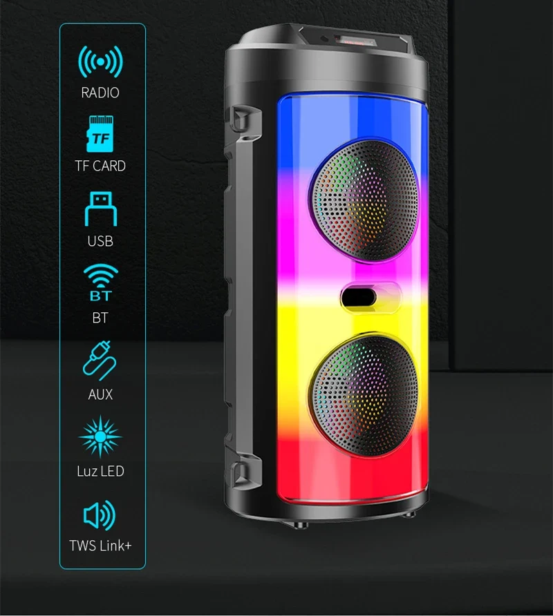 30W Wireless Column Big Power Stereo Portable Bluetooth Speaker Subwoofer Bass Party Speakers with Microphone Family Karaoke USB