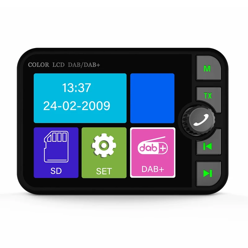 Stereo Digital Broadcast 2.4Inch LCD Color Screen Radio Receiver Bluetooth 5.0 DAB/DAB+ Digital Radio MP3 FM Transmitter for Car