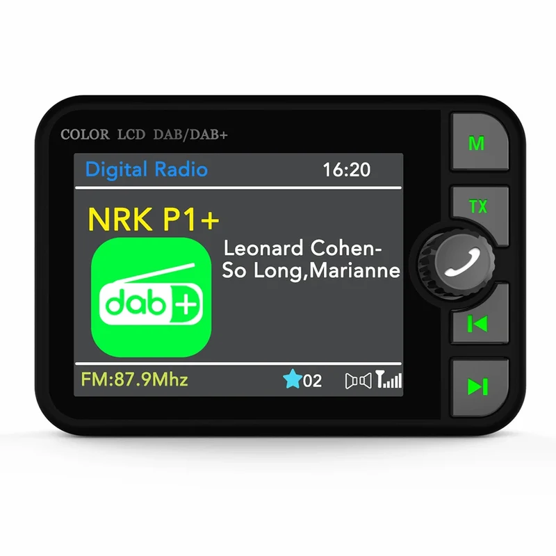 Stereo Digital Broadcast 2.4Inch LCD Color Screen Radio Receiver Bluetooth 5.0 DAB/DAB+ Digital Radio MP3 FM Transmitter for Car