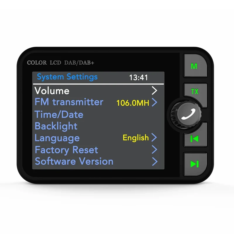 Stereo Digital Broadcast 2.4Inch LCD Color Screen Radio Receiver Bluetooth 5.0 DAB/DAB+ Digital Radio MP3 FM Transmitter for Car
