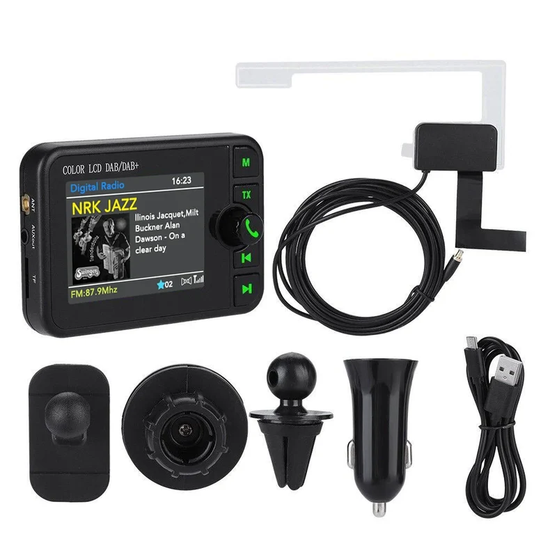 Stereo Digital Broadcast 2.4Inch LCD Color Screen Radio Receiver Bluetooth 5.0 DAB/DAB+ Digital Radio MP3 FM Transmitter for Car