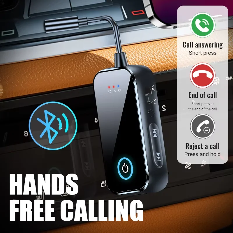 2 in 1 Bluetooth 5.4 Receiver Transmitter 3.5mm AUX Jack Airplane USB Dongle Wireless Audio Adapter For TV PC Speaker Car kit