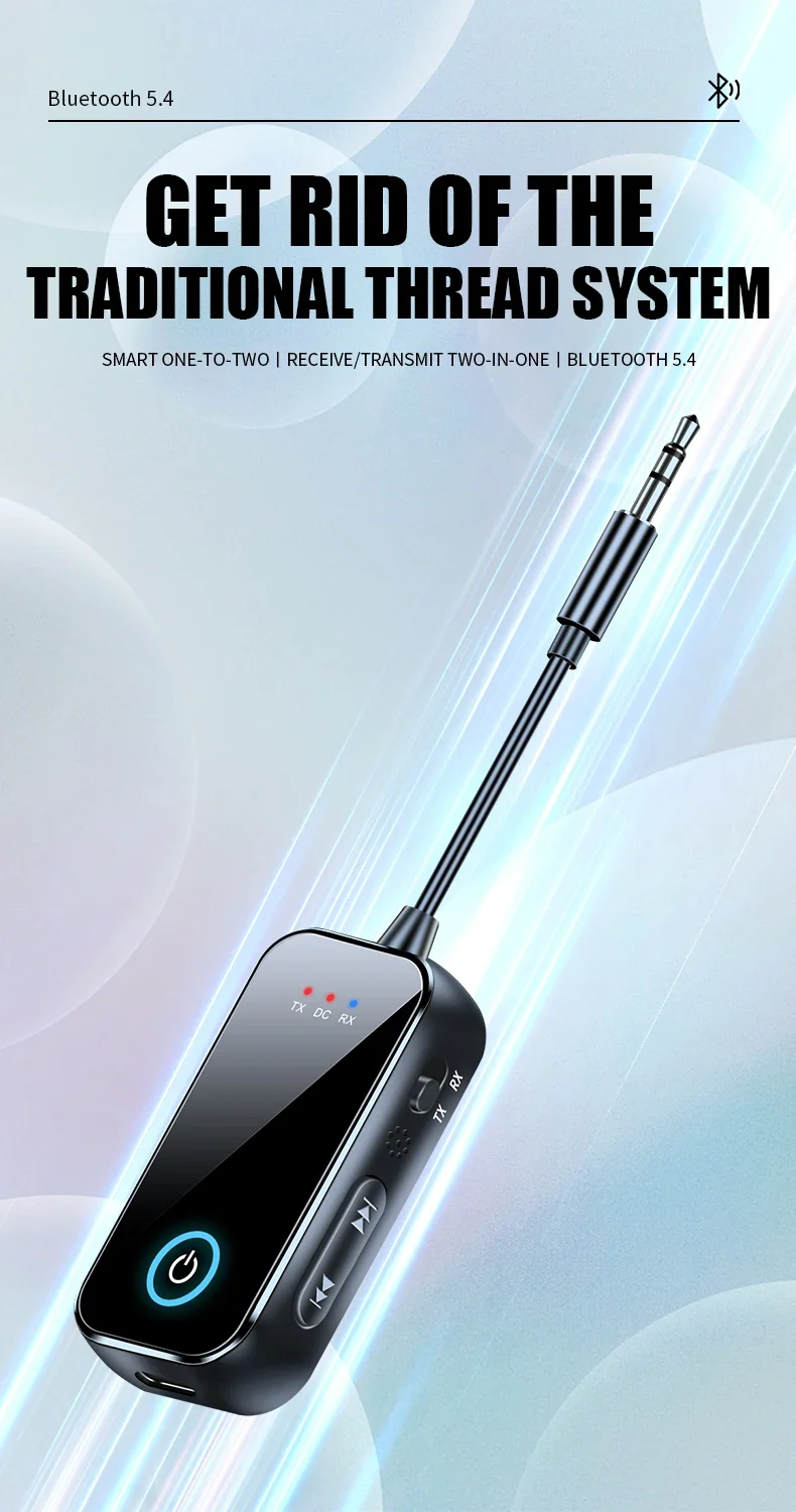 2 in 1 Bluetooth 5.4 Receiver Transmitter 3.5mm AUX Jack Airplane USB Dongle Wireless Audio Adapter For TV PC Speaker Car kit