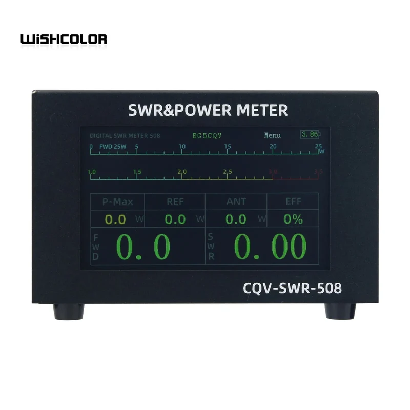 Wishcolor CQV-SWR-508 200W 1.8-54MHz Digital SWR & Power Meter 4.3-inch IPS Color Screen Standing Wave Meter for Ham Radio