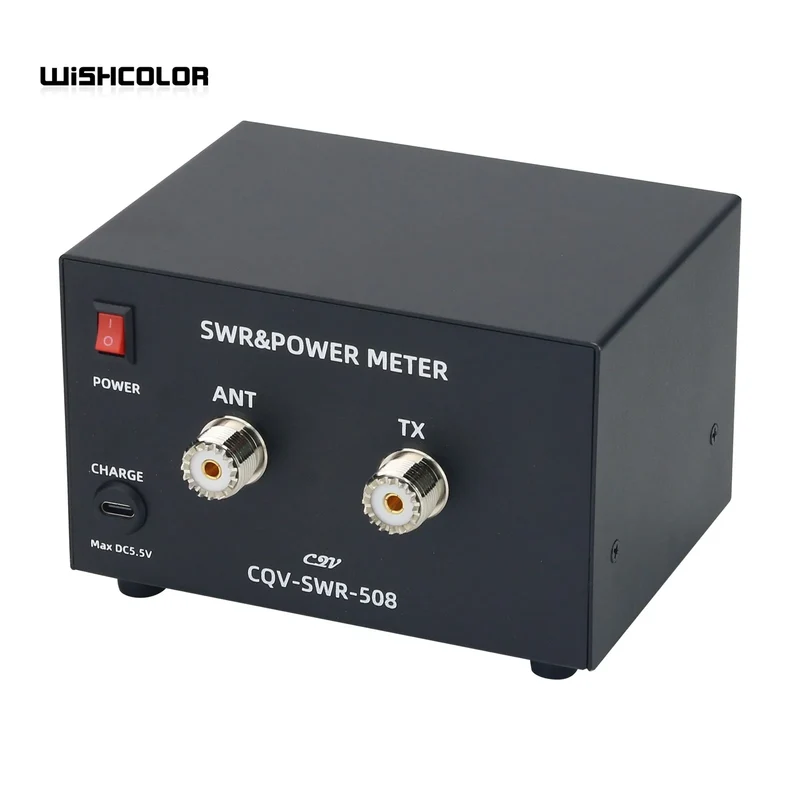 Wishcolor CQV-SWR-508 200W 1.8-54MHz Digital SWR & Power Meter 4.3-inch IPS Color Screen Standing Wave Meter for Ham Radio