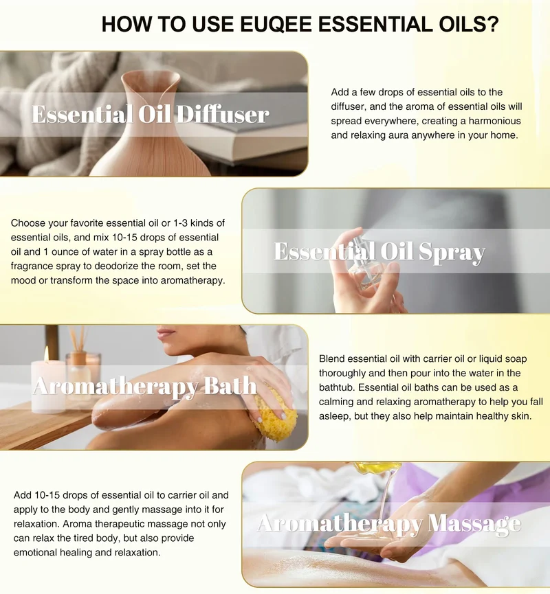 EUQEE 6 Bottles Essential Oils Set For Diffuser DIY Soap Candle Making-Peppermint Lavender Sweet Orange Lemongrass Eucalyptus
