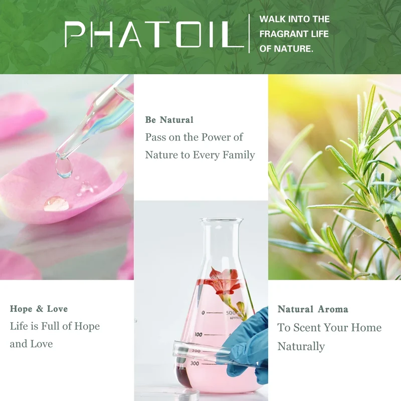 PHATOIL Natural Plant Essential Oil 10ml Eucalyptus Lavender Bergamot Vanilla Peppermint 1PCS Aroma Essential Oils For Diffuser