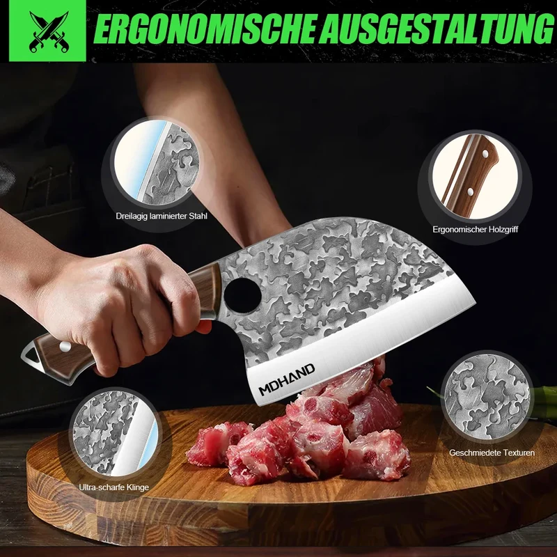 Manual Forging Slaughter Pig Cattle Sheep Boning Knife Stainless Steel Hunting Knife Wood Handle Butcher Knife