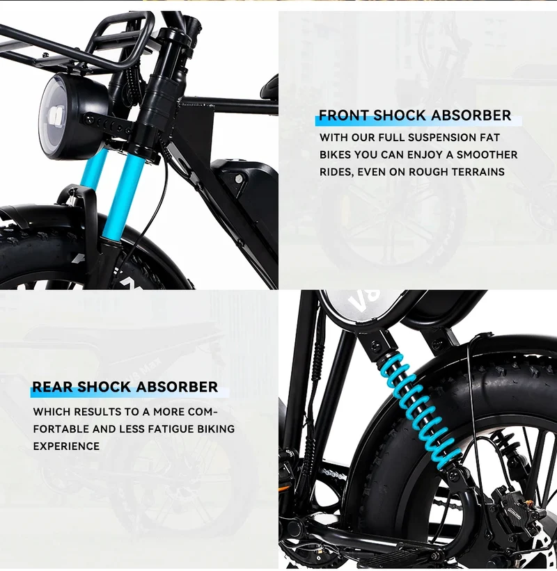 V8 High-Speed Mountain Bike 48V 20-Inch Wide Tires 15Ah Lithium Battery Rear Hub Motor EU Warehouse