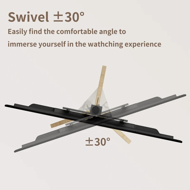 Wood Corner Tripod TV Stand for 40-75 Inch Swivel Height Adjustable with Sintered Stone Shelf