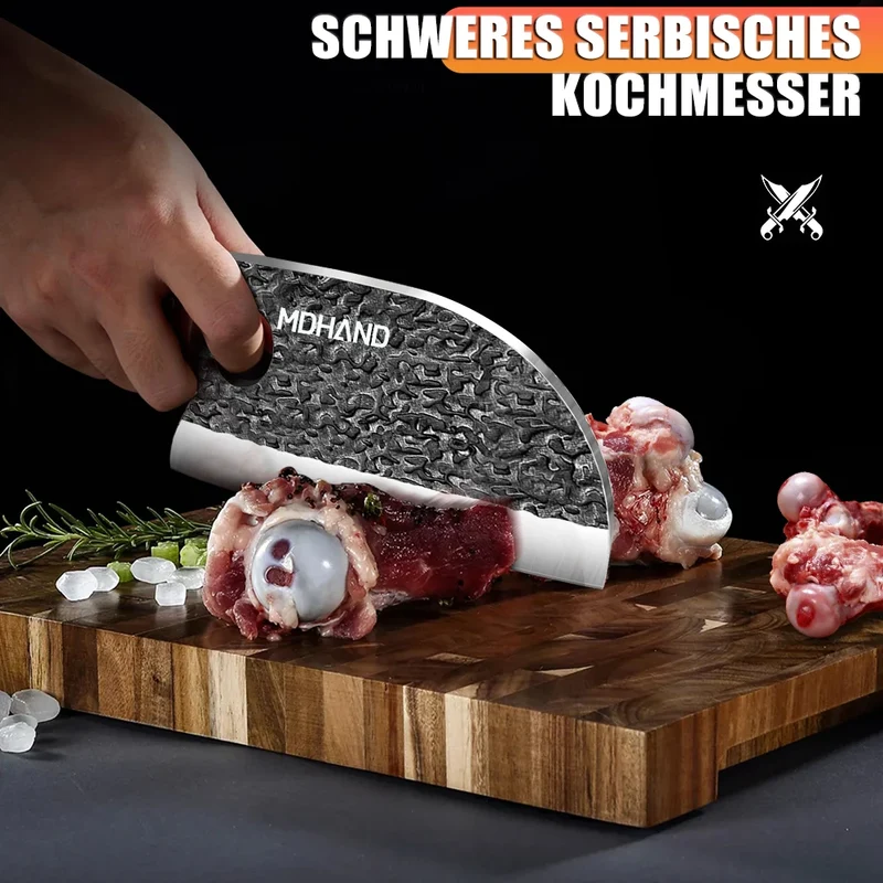 High Carbon Steel Blade Butcher Knife Set Hand Forged with Ergonomic Wooden Handle Kitchen Knife Set