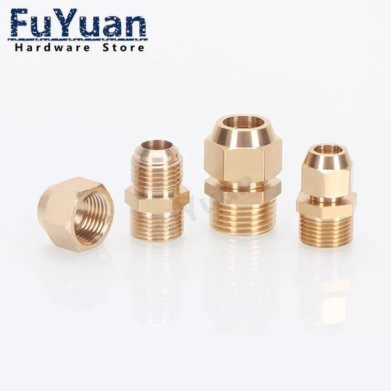 Copper Flaring Directly Connector 1/4" 3/8" 1/2" Male Thread to 6/8/10mm Pipe Brass Fitting Air Conditioning Extension Adapter