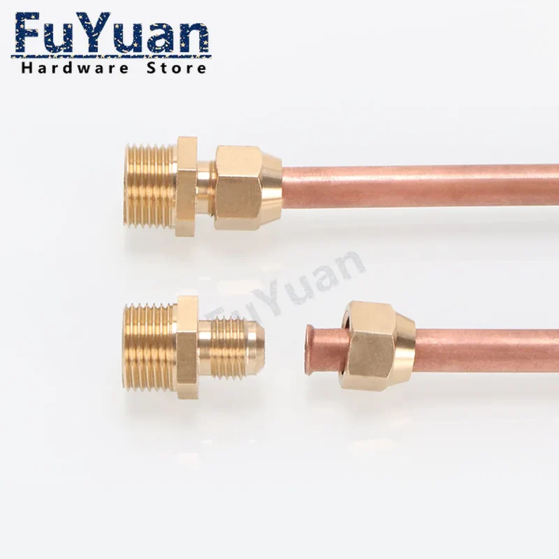 Copper Flaring Directly Connector 1/4" 3/8" 1/2" Male Thread to 6/8/10mm Pipe Brass Fitting Air Conditioning Extension Adapter