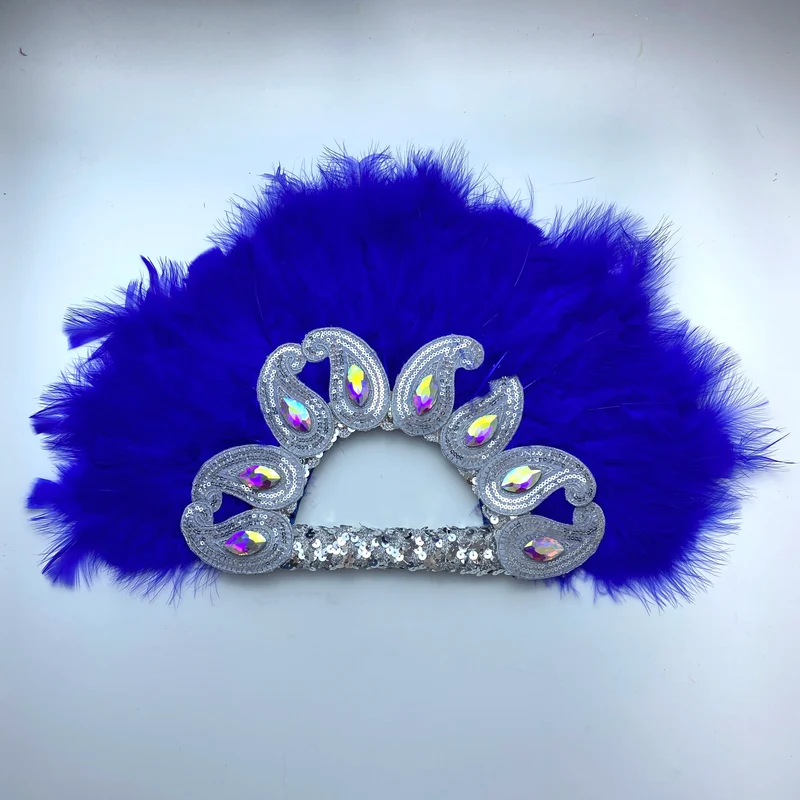 2025 New Design African Turkey Feather Big Fan Ladies Wedding Feather Fan for Bride Double Side Feather Nigerian Feather Handfan