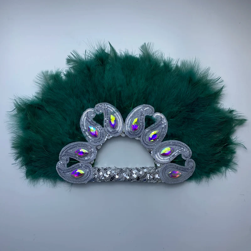 2025 New Design African Turkey Feather Big Fan Ladies Wedding Feather Fan for Bride Double Side Feather Nigerian Feather Handfan