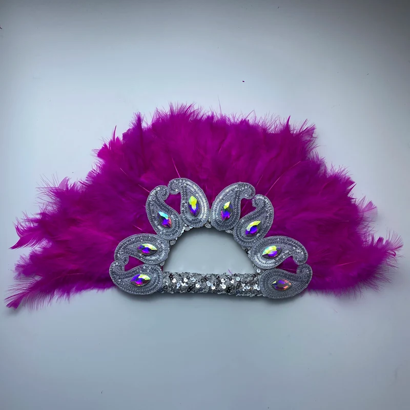2025 New Design African Turkey Feather Big Fan Ladies Wedding Feather Fan for Bride Double Side Feather Nigerian Feather Handfan
