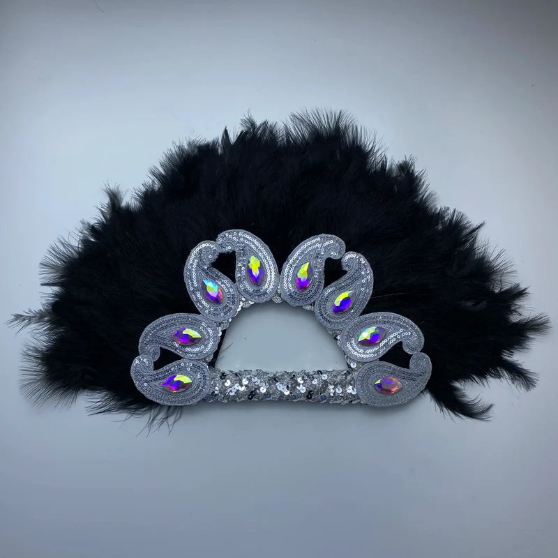 2025 New Design African Turkey Feather Big Fan Ladies Wedding Feather Fan for Bride Double Side Feather Nigerian Feather Handfan